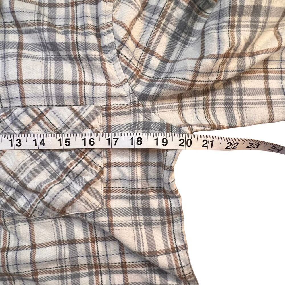 Marmont Womens Flannel Button Back Plaid Shirt Top Blouse Medium Gray Up Cabin - Picture 10 of 11